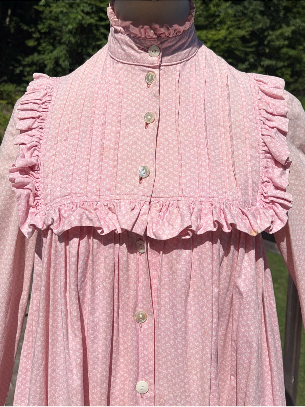 RARE Laura Ashley Vintage 1970s Pink Floral Cotton Ruffle Victorian Maxi Dress - Picture 6 of 16